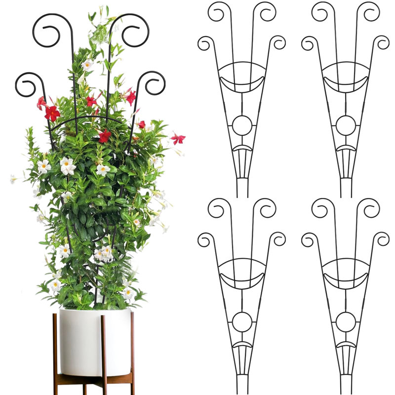 4 treillis 30 po pour plantes grimpantes, support en métal antirouille pour l'extérieur, noir