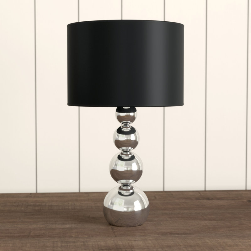 Kayli Metal Table Lamp, Silver, Black