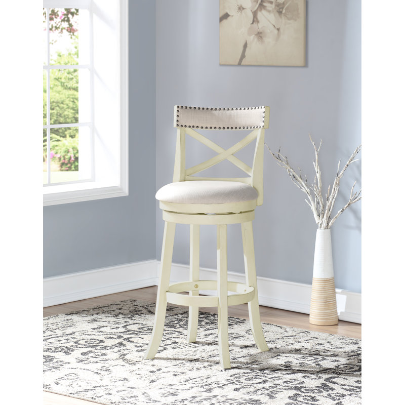 Tabouret de bar pivotant 29 po Kopasz, Blanc antique, Ivoire