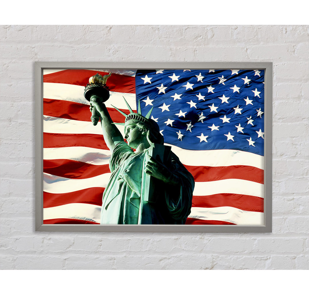 Stars And Stripes With Lady Liberty - Einzelner Bilderrahmen Kunstdrucke auf Leinwand