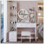 Full Body Mirror Cabinet with LED Vanity Table, Cushioned Stool, and Power Station, Touch Control, Adjustable Brightness, Large Desktop