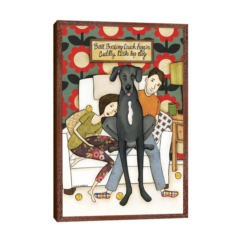 Ball Busting 1 Piece Wall Art on Canvas, 101.6cm H x 66.04cm W x 3.81cm D, Classic Brown Wood Floater Framed
