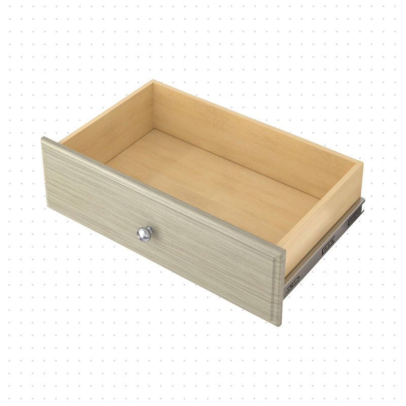 Tiroir à quadrillage en bois manufacturé, Gris patiné, H 8 po x l 24 po x P 14 po