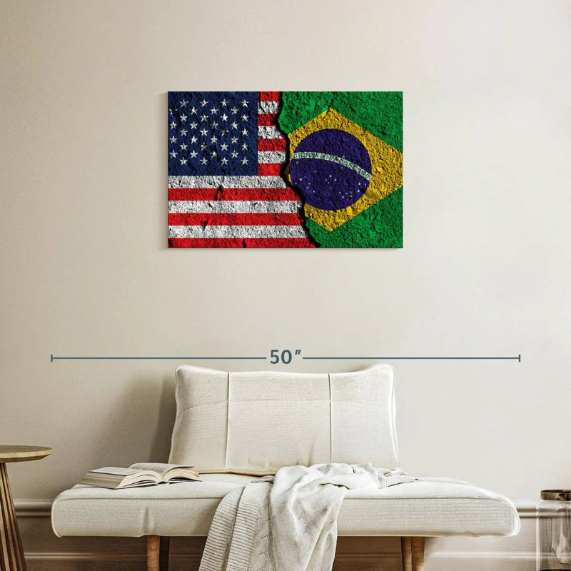 Drapeau du Brésil fissuré, H 20 po x l 30 po