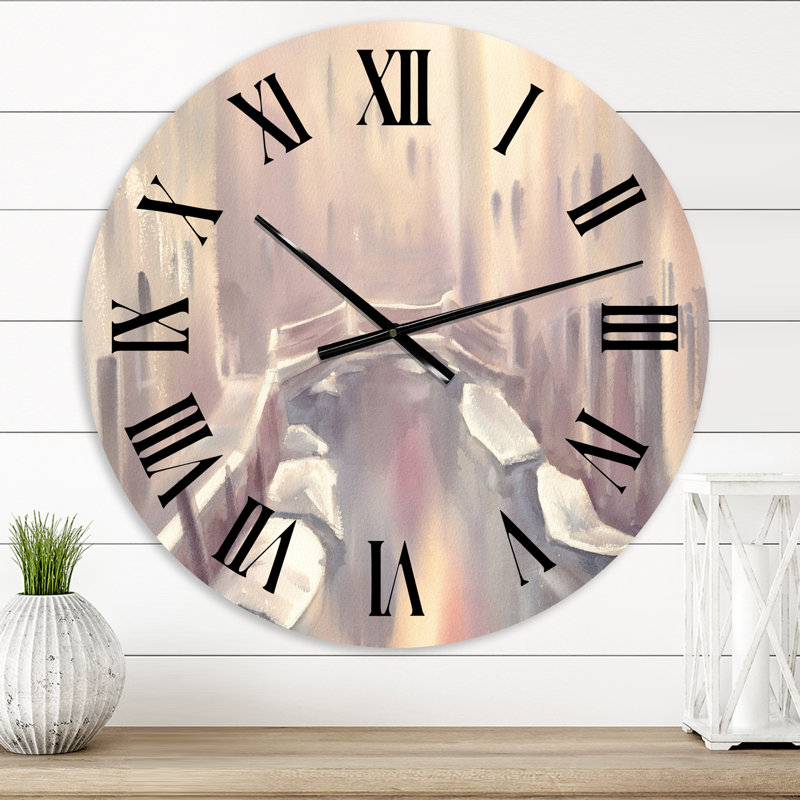 Pastel GOndoLas à Venise pendant le matin II - Horloge murale traditionnelle, Petit
