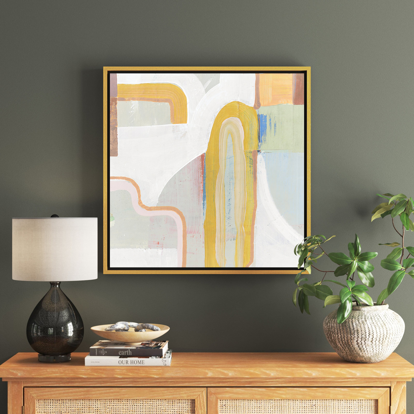 Copeland "Together Again II" Painting by Cartissi, 31.5" H x 31.5" W x 2" D, Gold 