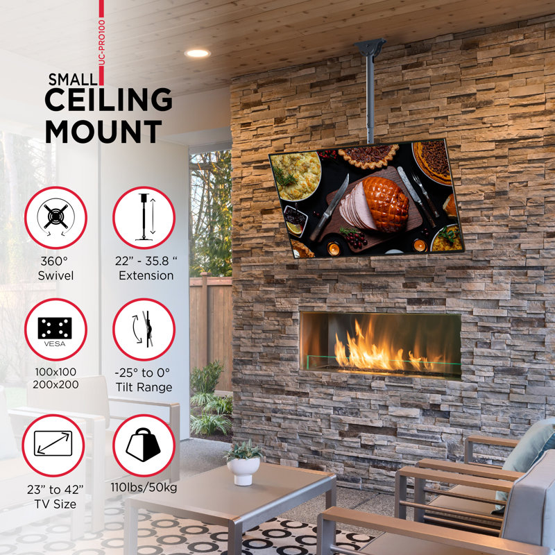 ProMounts Premium Full Motion TV Ceiling Mount for 23"-42" Screens, Holds up to 110 lbs.