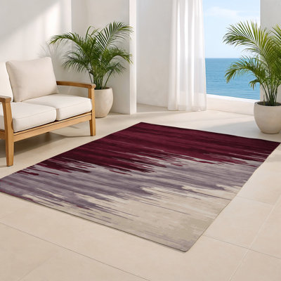 Watercolor Red Indoor and Outdoor Area Rug