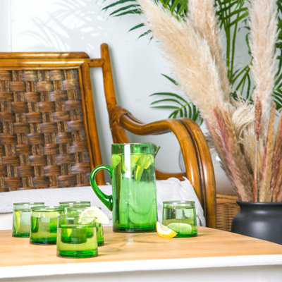 6x Merzouga 200ml Recycled Glass Tumblers with 1L Jug - By Nicola Spring