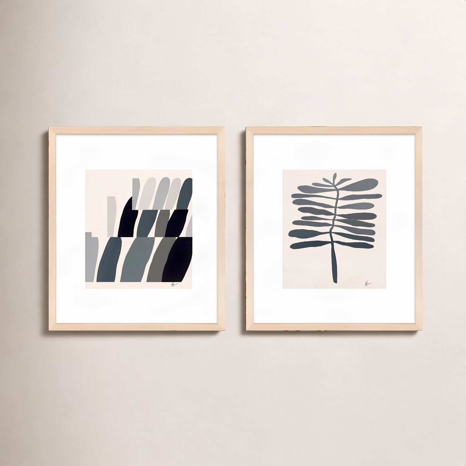 Flora 1&2 by Lee Lessem, 20" H x 32" W x 1.25" D, Brown Framed