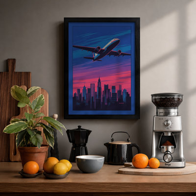 Flight Over City Modern - Framed Print