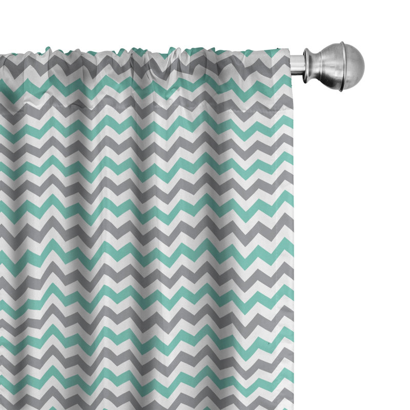 Chevron Semi-Sheer Rod Pocket Curtain Panels, 28" W x 63" L, Blue/Gray
