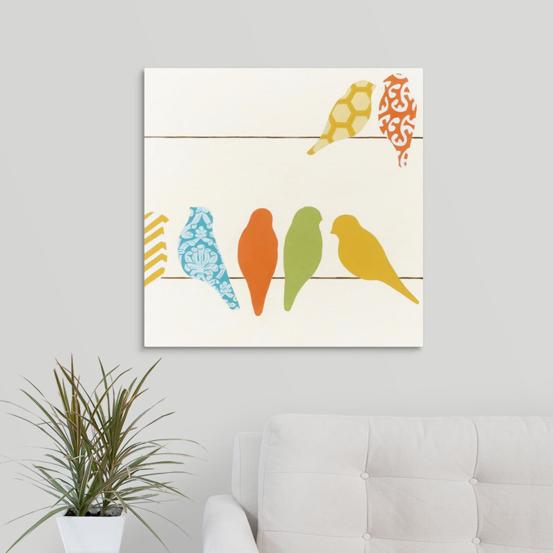 " Patterned Birds II " by The Novogratz Painting Print, Wrapped Canvas, 16" H x 16" W x 1.25" D