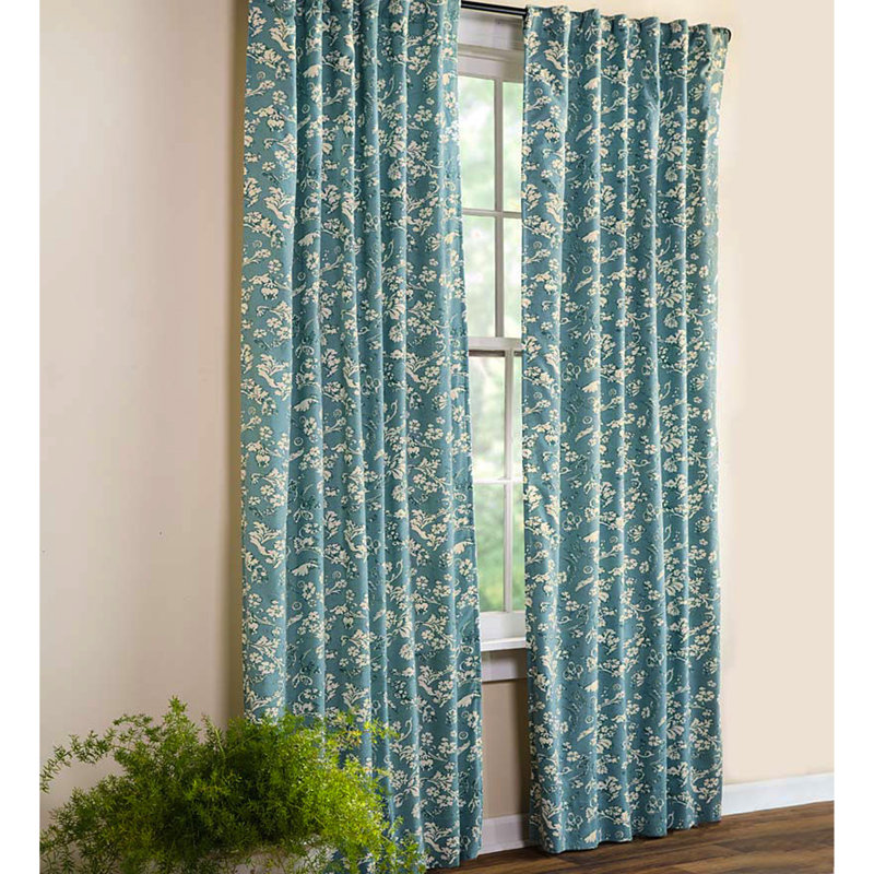 Floral Room Darkening Rod Pocket Single Curtain Panel, Green, 42" W x 63" L