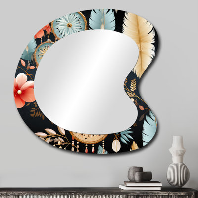 «Dreamcatchers Boho» - miroir mural décoratif de forme irrégulière Boho, miroir asymétrique bohémien, impression d'art en métal