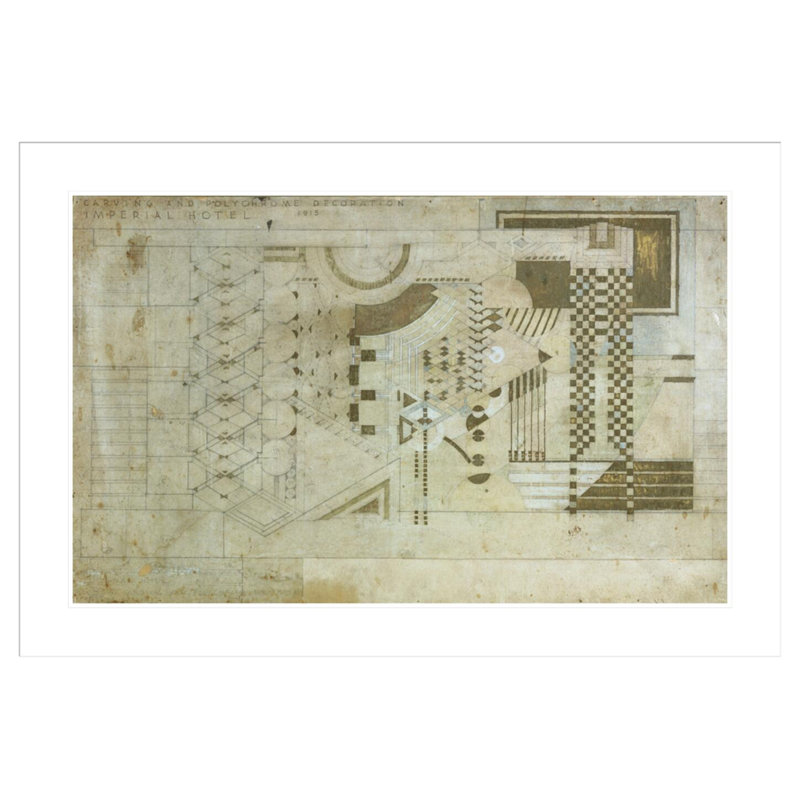 Imperial Hotel (démonté). «Tokyo Japon» par Frank Lloyd Wright - impression giclée encadrée, H 28,69 po x l 41,5 po