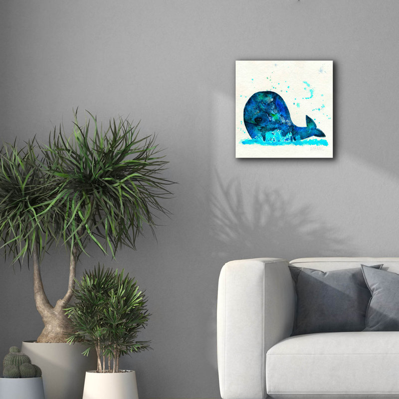 «Petite baleine» par Wyanne, art mural sur toile, 18 po x 18 po