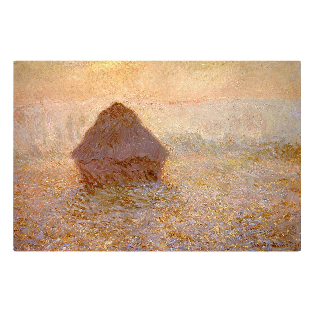 Leinwanddruck Heuhaufen, Sonne bei Nebel von Claude Monet