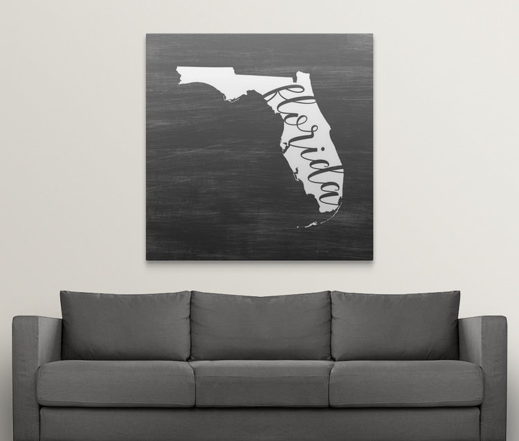 " Home State Typography Florida ", 24" H x 24" W x 1.5" D, Canvas