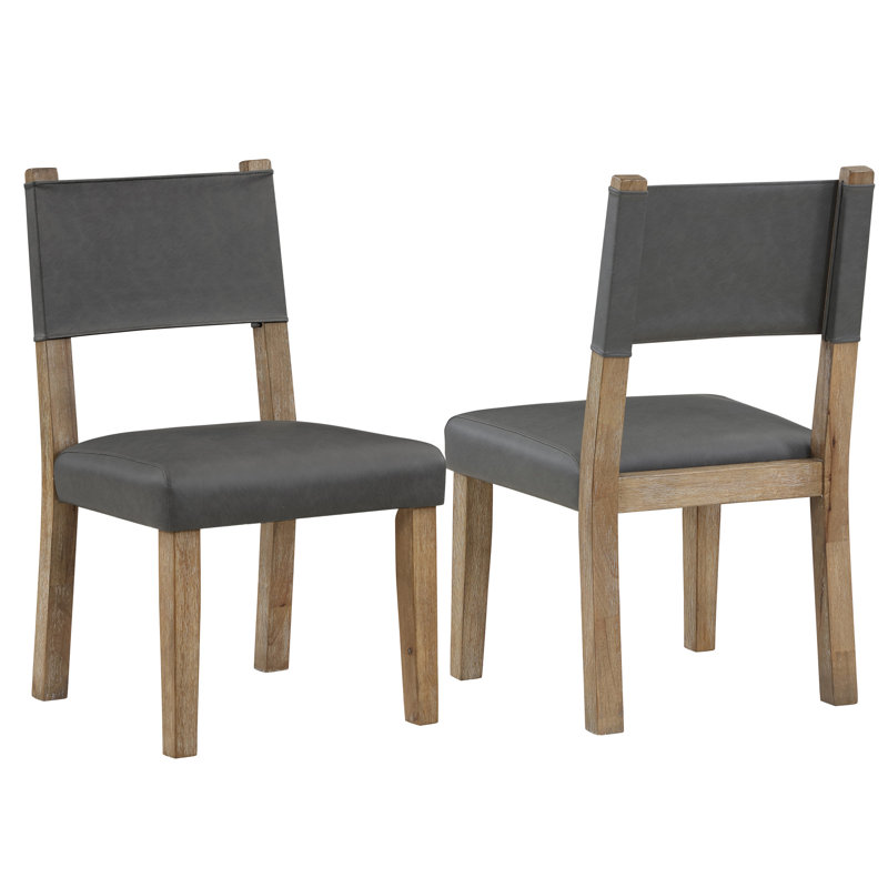 Rickye 19.25'' H Faux Leather Upholstered Side Chair, Grey, Brown