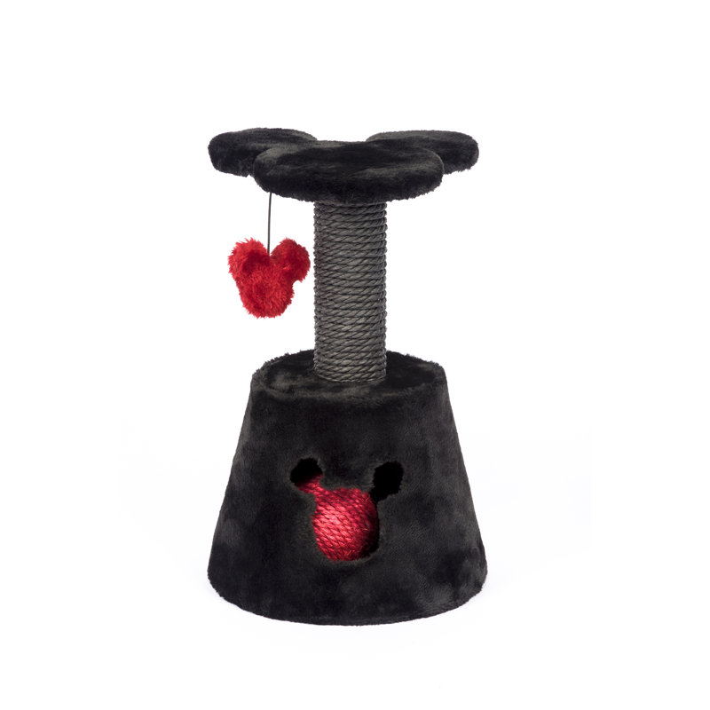 14" Dark Gray and Red Sisal Cat Activity Center