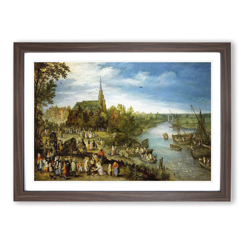 Parish Fair in Schell by Pieter Bruegel the Elder - Picture Frame Painting, 27cm H x 36cm W x 2cm D, Walnut Framed