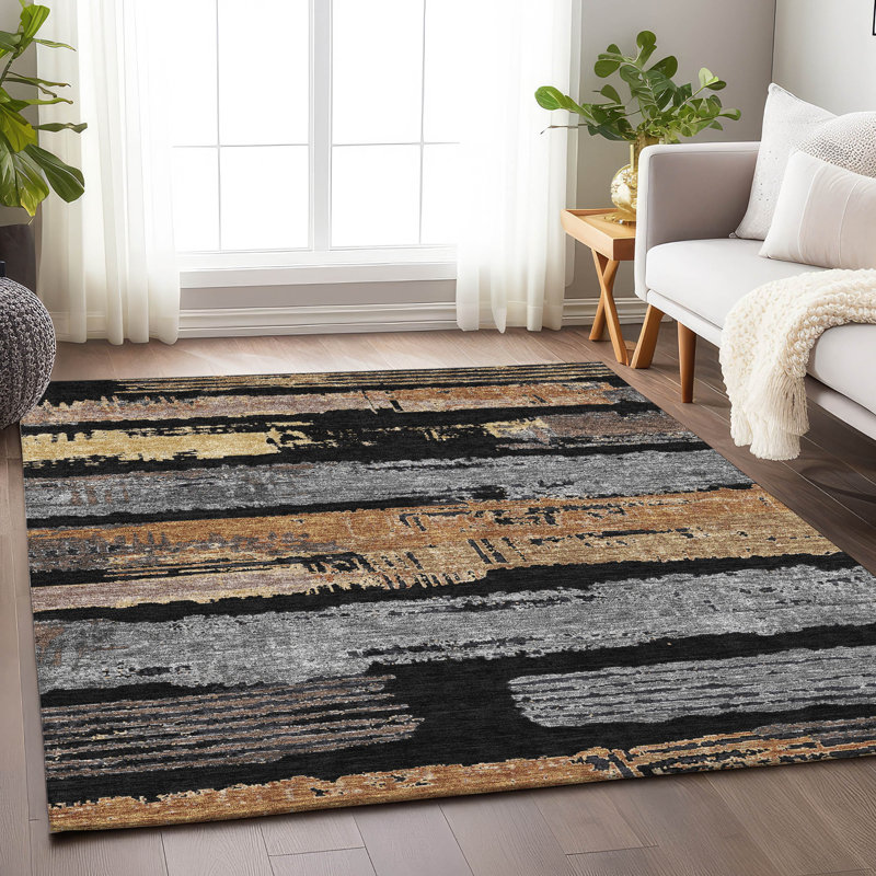 Tapis intérieur / extérieur noir Aelaris, 9 pi x 12 pi