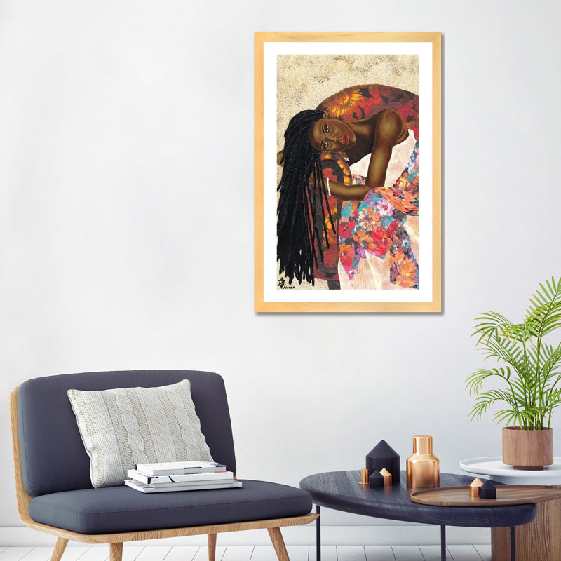 « Woman Strong III » par Alonzo Saunders-impression d’art graphique, Toile avec cadre argenté, Pas de tapis