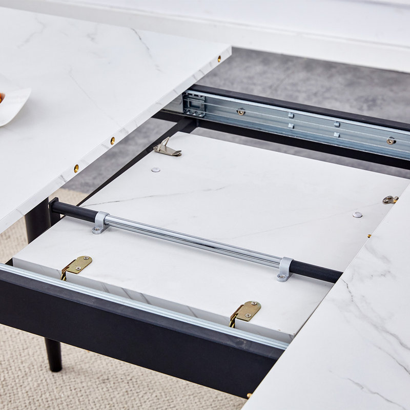 Ensemble de table de cuisine moderne de 59 à 75 po avec structure en métal robuste, parfait pour la cuisine à domicile, peu encombrant