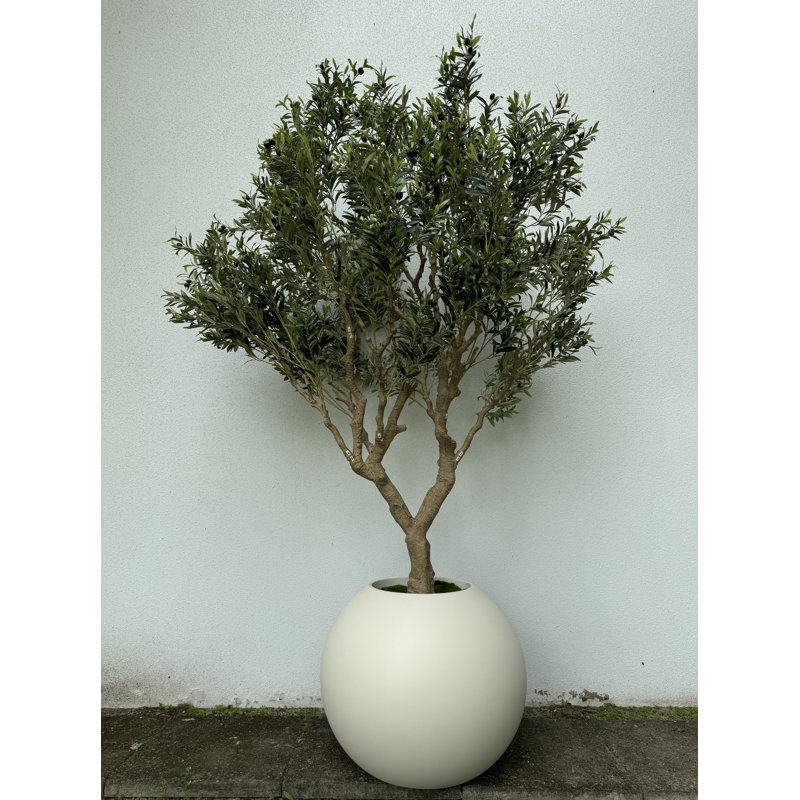 Artificial Olive Tree 30" Globe Planter, Beige