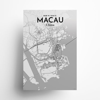 Macau, carte de la ville, impression