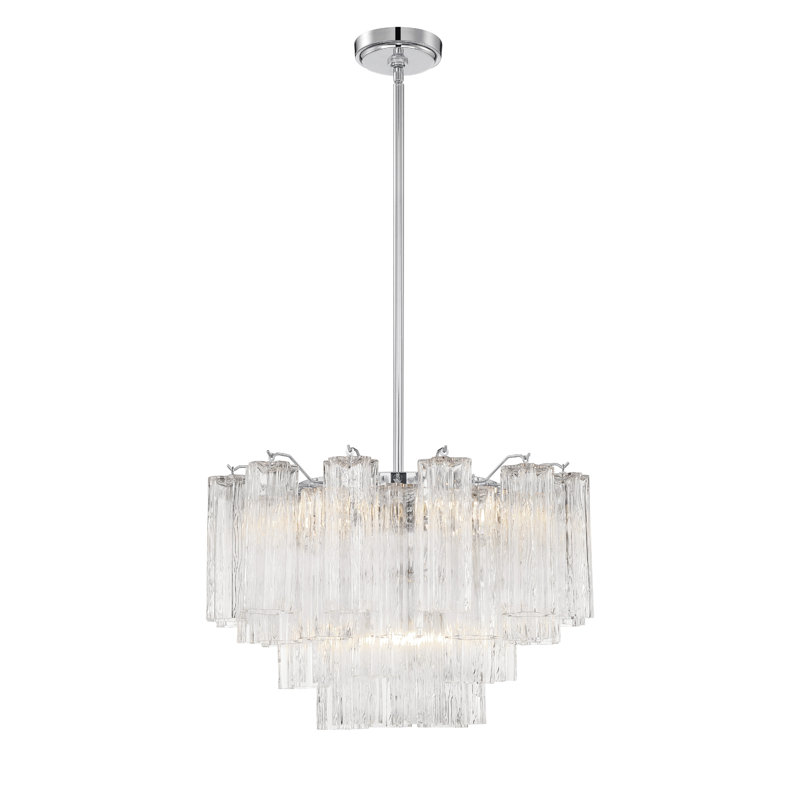 Arras Dimmable Tiered Chandelier,  Clear, Polished Chrome, 14.25" H x 22" W x 22" D