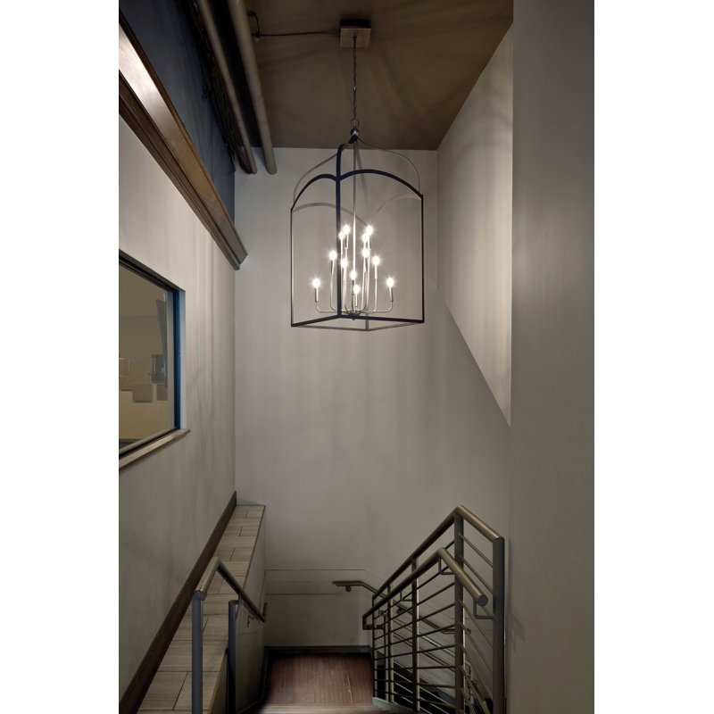 Clarendon 12 - Light Lantern Tiered Chandelier, Aged Zinc