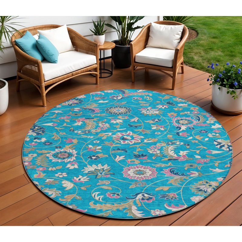 Tapis rond bleu 8 po
