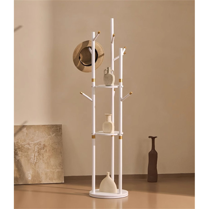 Porte-chapeau rotatif en bois massif, Blanc