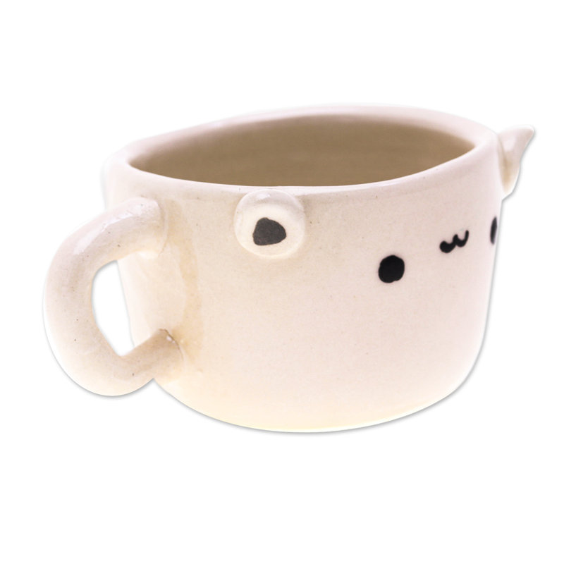 Trinx Handmade White Cat Demitasse Ceramic Espresso Cup