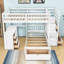 Lit superposé double surélevé polyvalent avec escalier de rangement, bureau et tiroirs-389681025