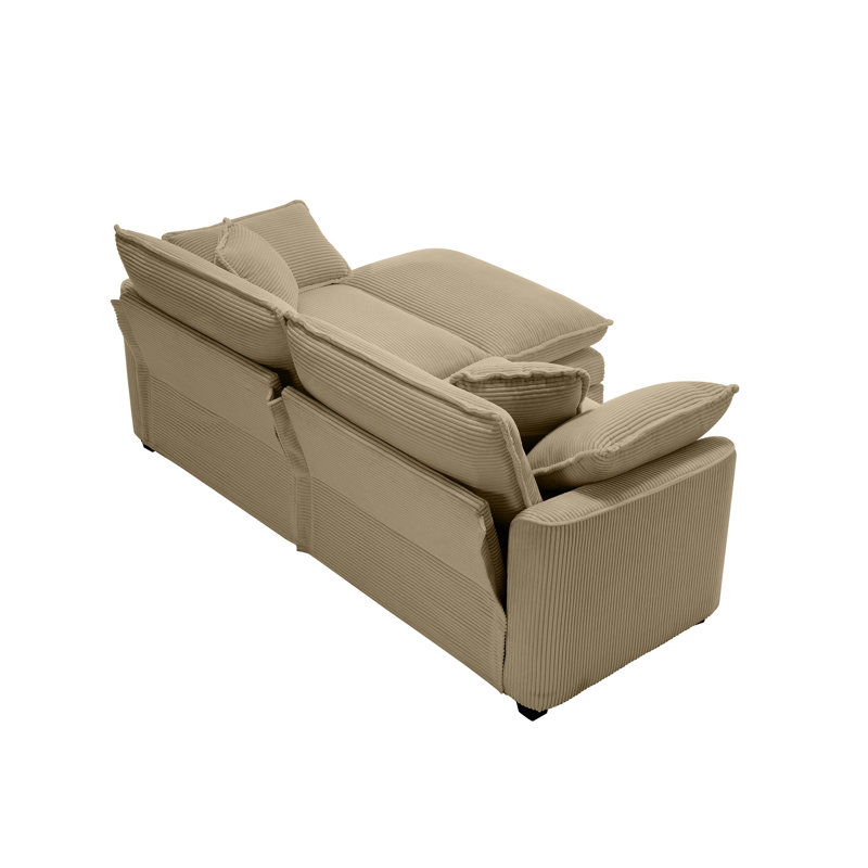 Canapé deux places en velours côtelé avec 1 repose-pieds, Tanné, H 33,85 po x l 80,34 po x P 34,25 po