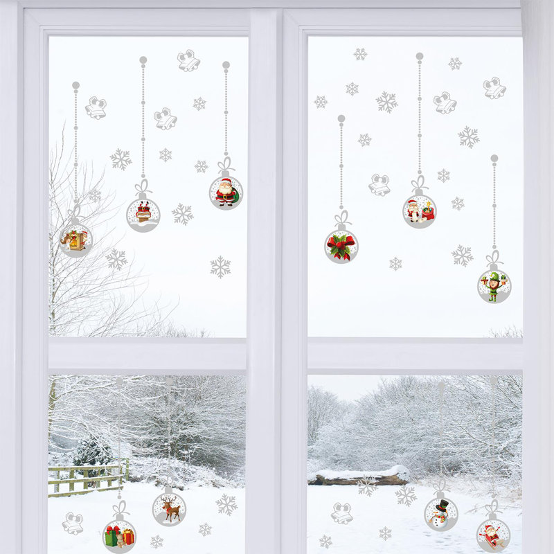 Matt Silver Christmas Ornaments Window Clings