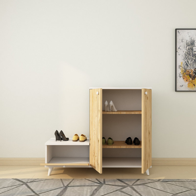 Shoe Storage Cabinet, Oak/White