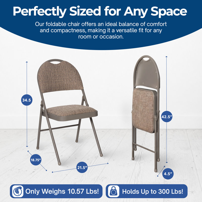 Latitude Run® Sudden Comfort Motif Fabric Double Pad High Back Folding Chair, (Set of 4)