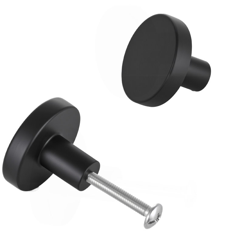 Boutons d'armoire, paquet de 10, poignées de porte et poignées de porte en alliage de zinc noir de 1,26 pouce, poignées de cuisine robustes à boutons de cuisine, quincaillerie d'armoire avec vis pour tiroirs de placard de salle de bain