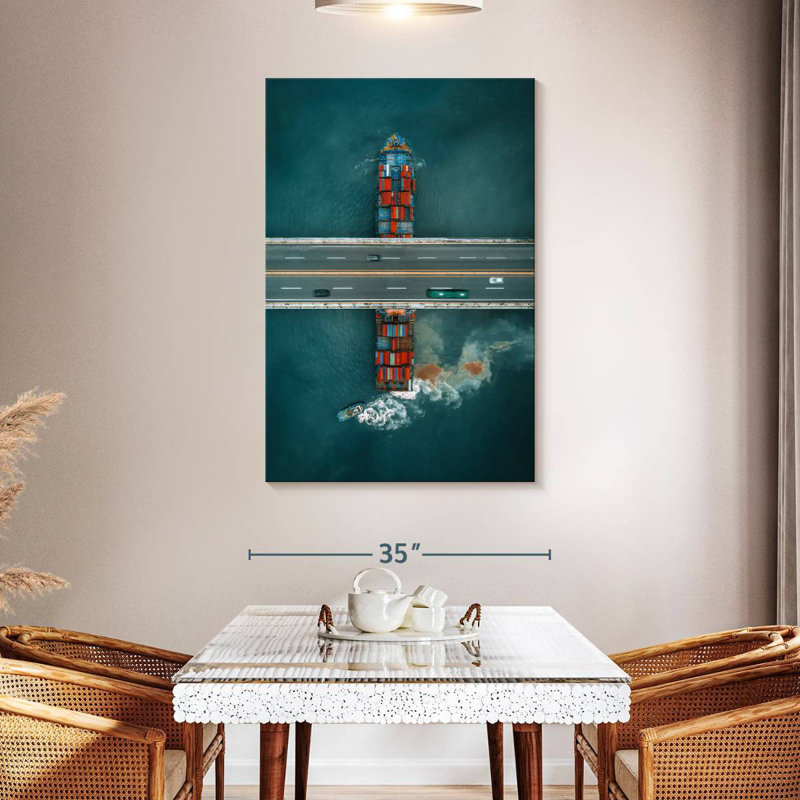 Mehar Cargo Ship Under Bridge, 48" H x 32" W