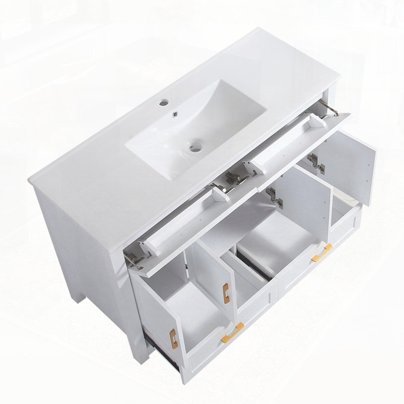 Ensemble de meuble-lavabo blanc avec lavabo en céramique, Noir, noir, noir, noir