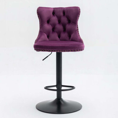 Swivel Velvet Barstools Adjusatble Seat Height