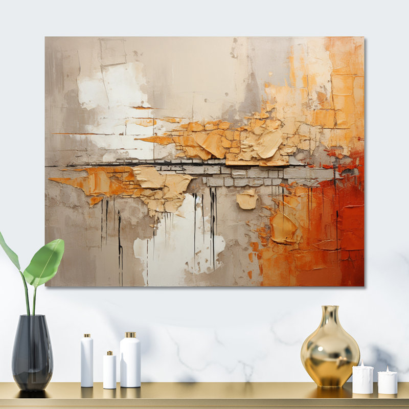 Décoration murale orange Impressions orange I - Collages abstraits, H 12 po x l 20 po