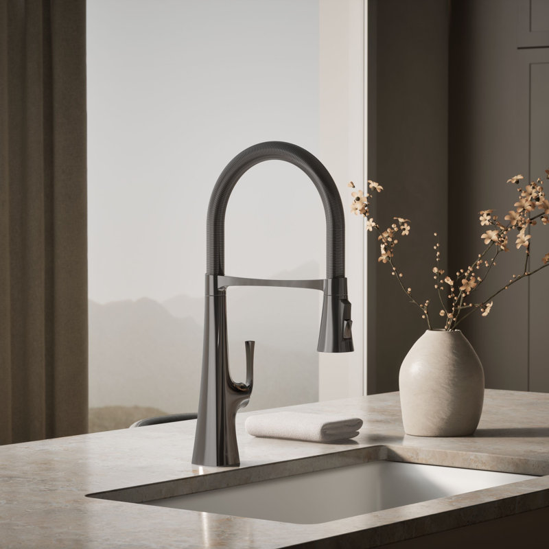 Graze Single Handle Kitchen Faucet with 21-9/16" Spout, Vibrant Titanium