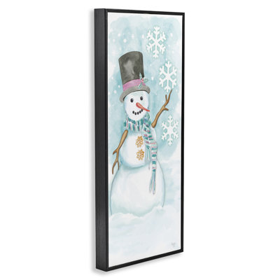 «Waving Snowman Greeting», art de la giclée encadrée par Mollie B.