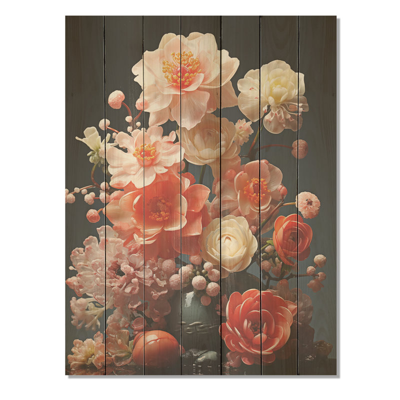 Floral Oasis Bouquet I - Fleurs sur bois, H 20 po x l 10 po