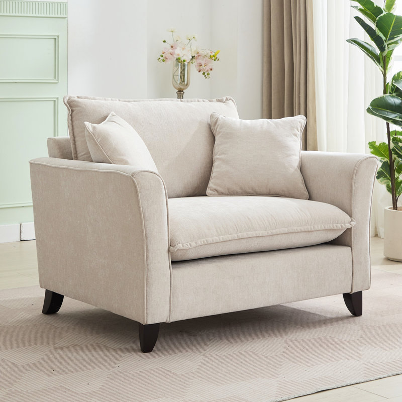 Fauteuil surdimensionné 46,3 po, tissu chenille, Cream